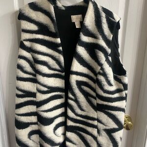 Chico's Black and White Zebra-Print Sleeveless Vest
